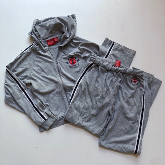 Vintage Y2K Coca Cola Zip Up Two Piece Lounge Set - Picture 1 of 10